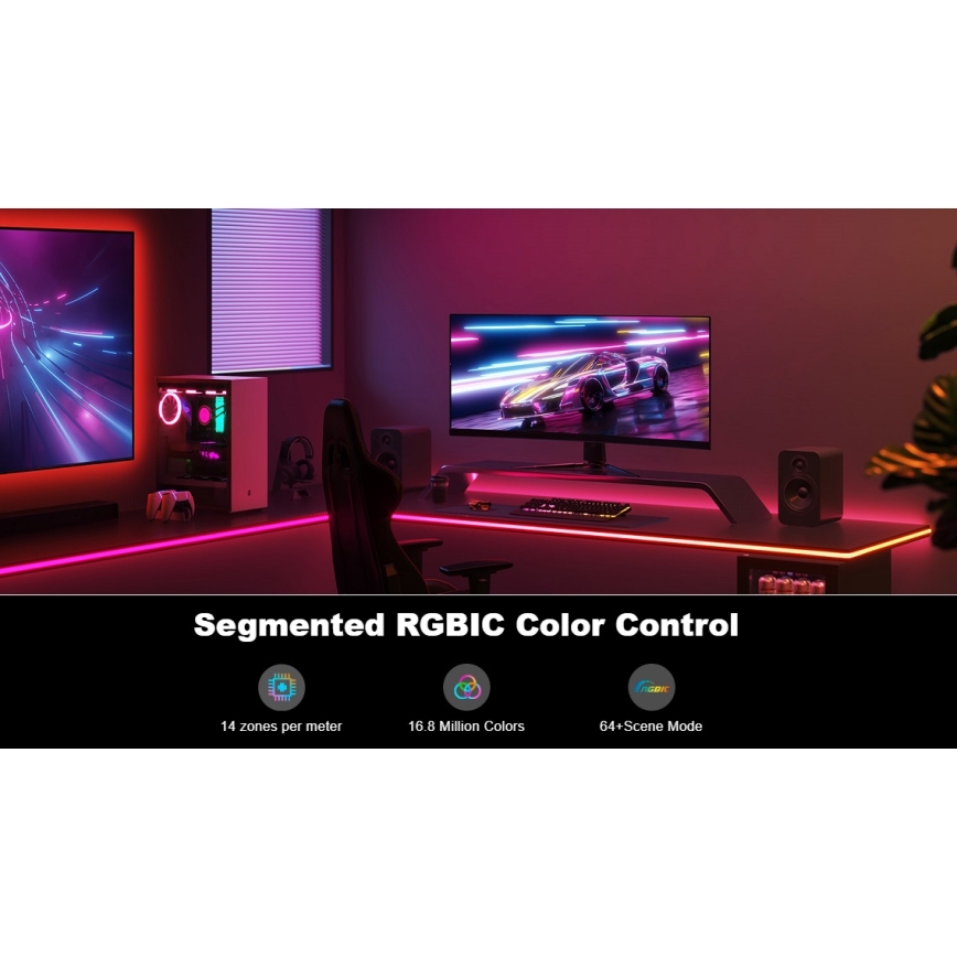 Govee - Neón LED retroiluminación de mesa 3m RGBIC Wi-Fi