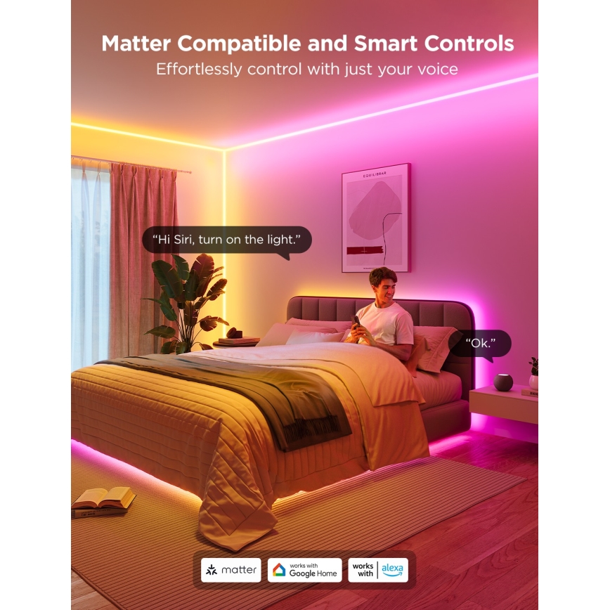 Govee - Neon MATTER LED Riel de esquina 5m RGBIC Wi-Fi