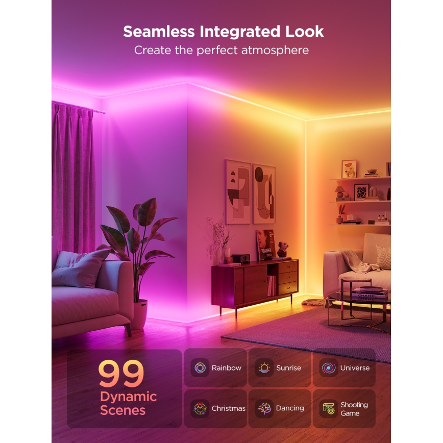 Govee - Neon MATTER LED Riel de esquina 5m RGBIC Wi-Fi