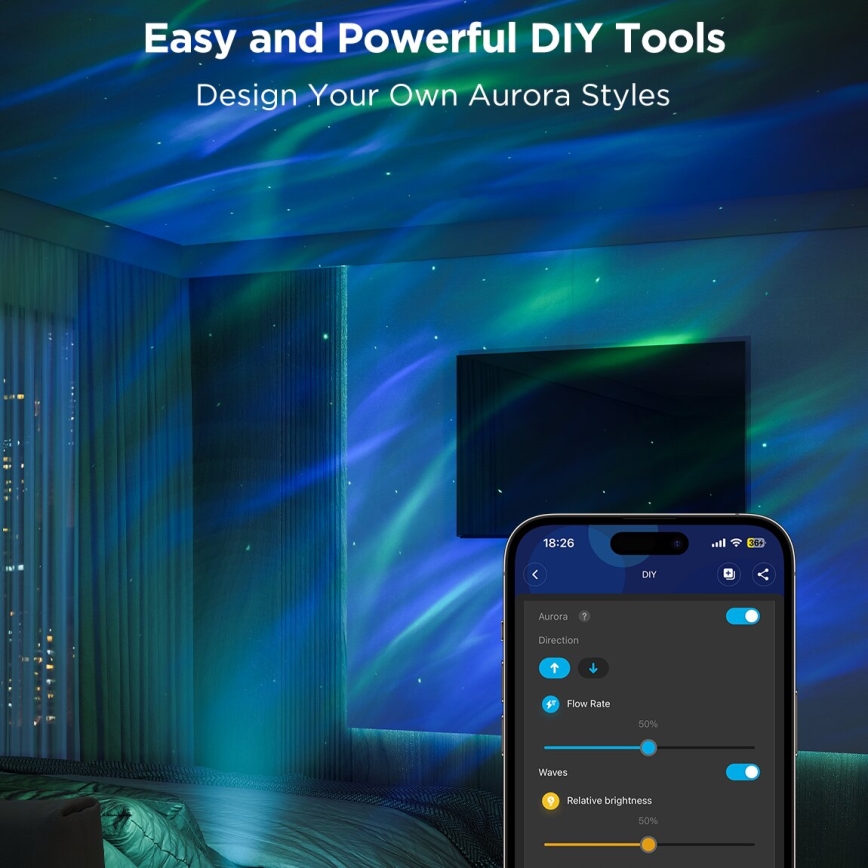 Govee - Proyector de luz Galaxy LED RGBW Wi-Fi Matter