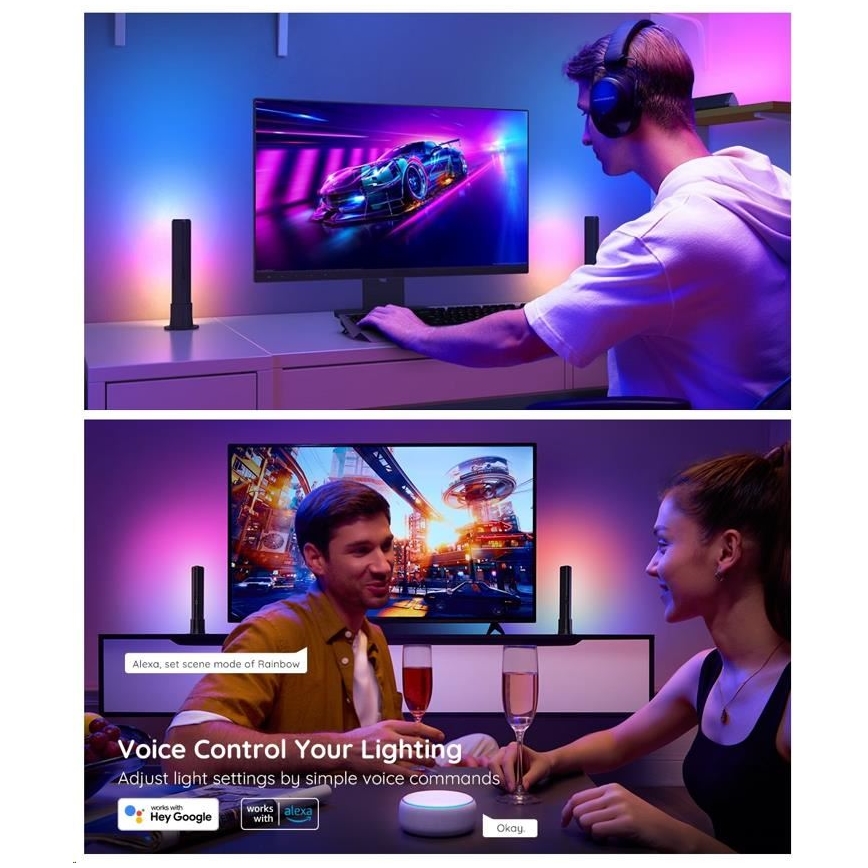 Govee - SET 2x Flow Plus SMART LED TV y Gaming - RGBICWW Wi-Fi