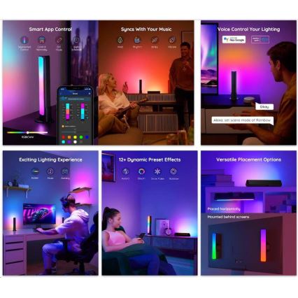 Govee - SET 2x Flow Plus SMART LED TV y Gaming - RGBICWW Wi-Fi