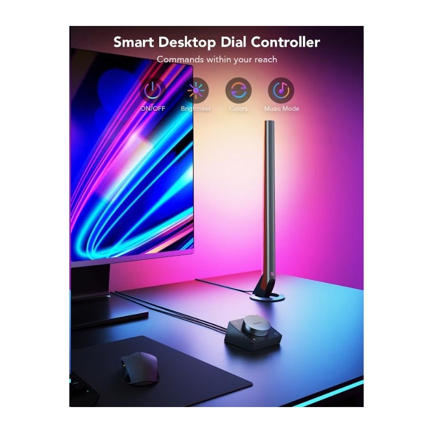 Govee - SET 2x Smart Gaming Wi-Fi LED RGBIC Panely + Smart Dual + control remoto