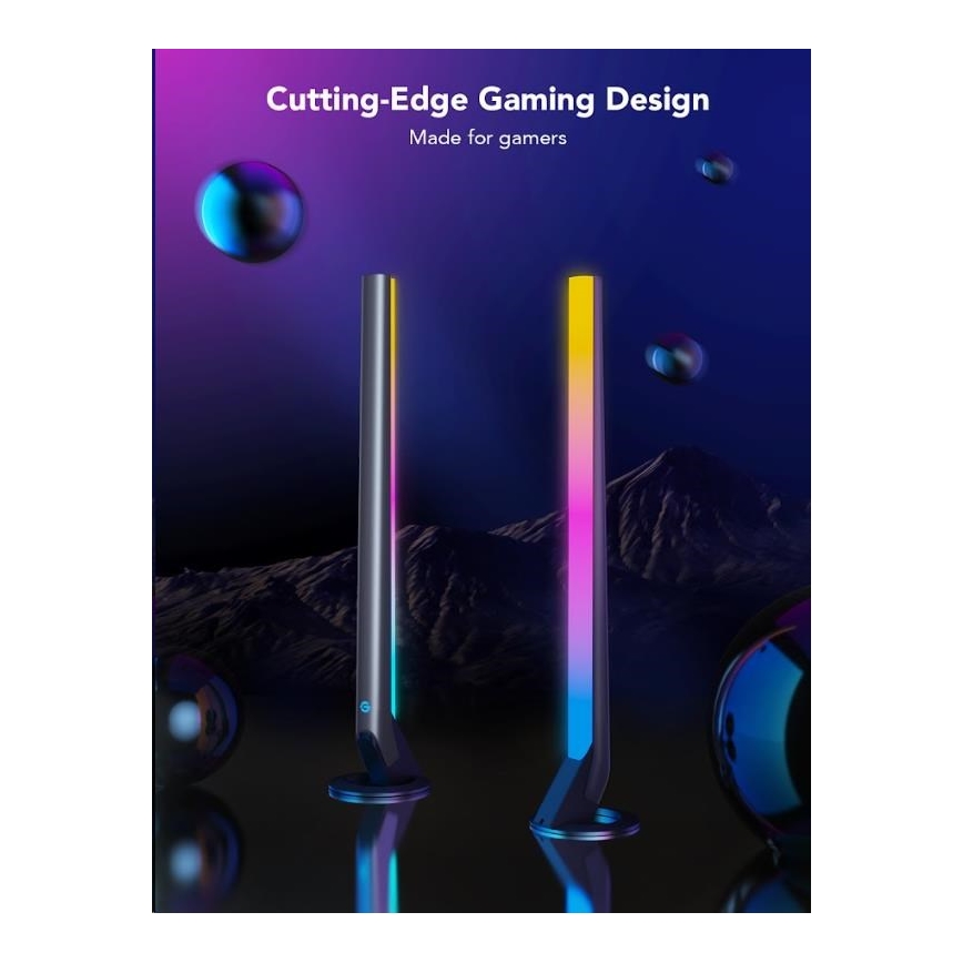 Govee - SET 2x Smart Gaming Wi-Fi LED RGBIC Panely + Smart Dual + control remoto