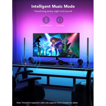 Govee - SET 2x Smart Gaming Wi-Fi LED RGBIC Panely + Smart Dual + control remoto