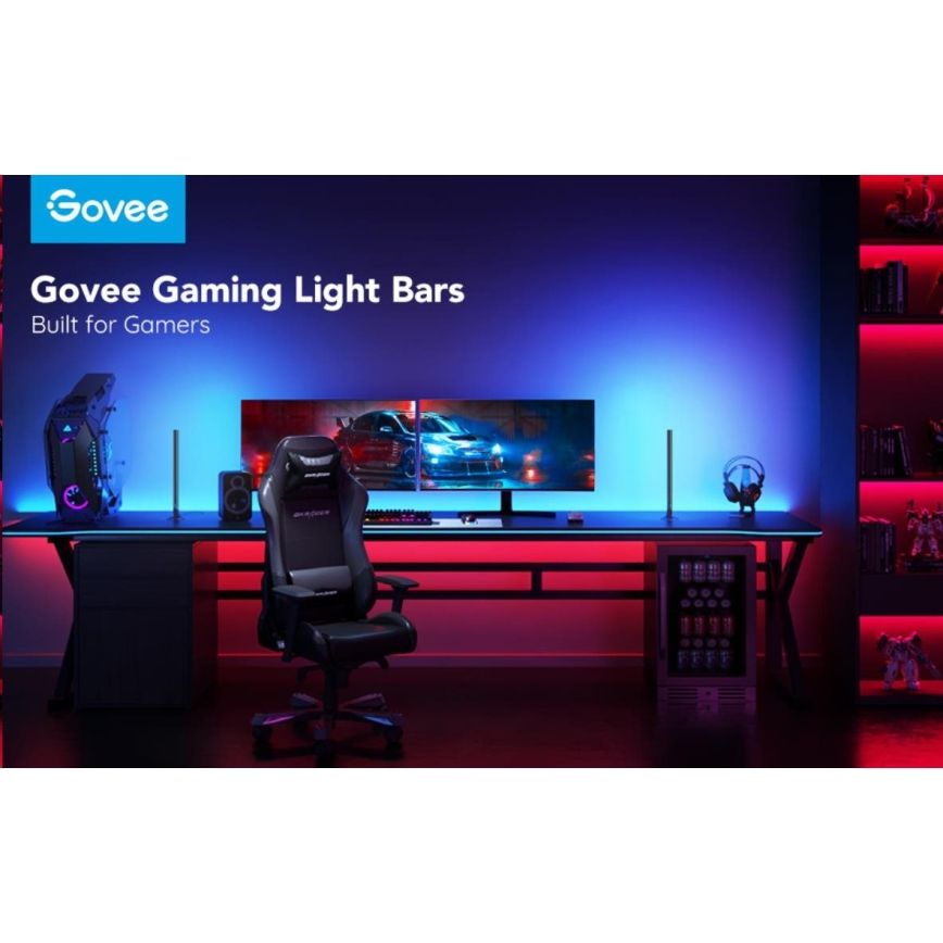Govee - SET 2x Smart Gaming Wi-Fi LED RGBIC Panely + Smart Dual + control remoto