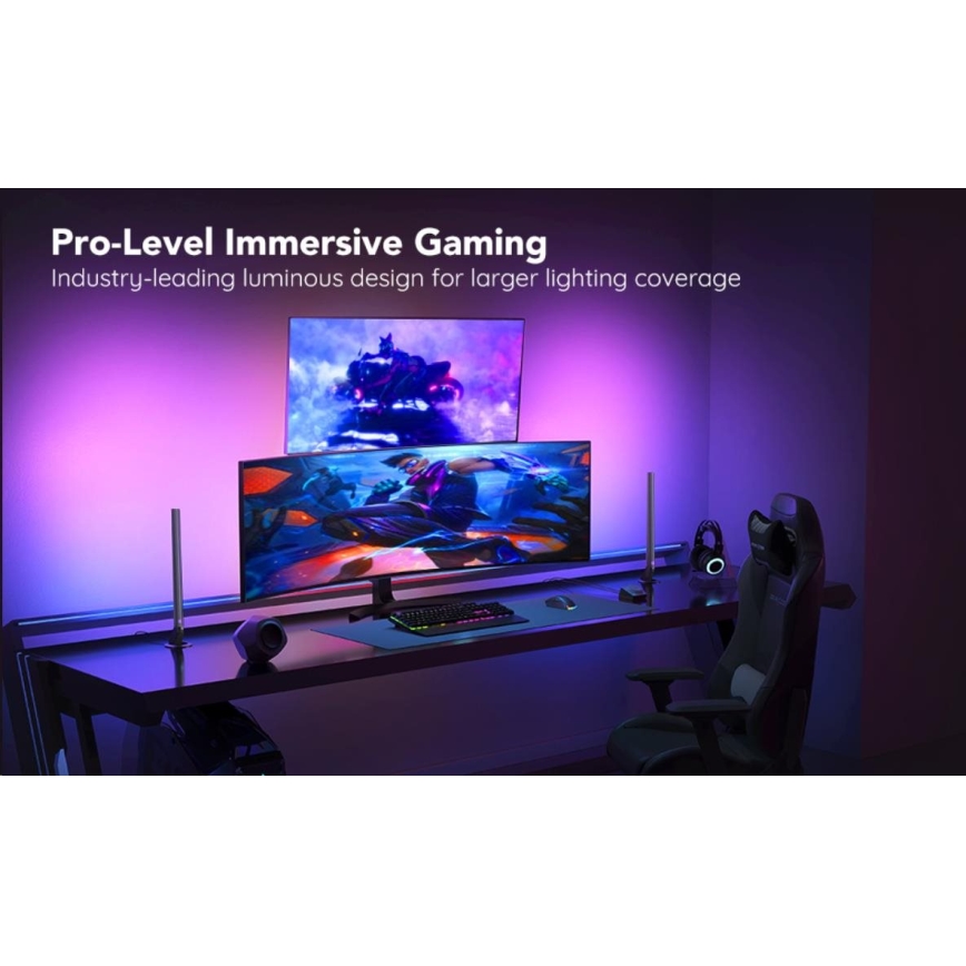 Govee - SET 2x Smart Gaming Wi-Fi LED RGBIC Panely + Smart Dual + control remoto
