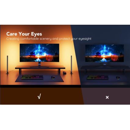 Govee - SET 2x Smart Gaming Wi-Fi LED RGBIC Panely + Smart Dual + control remoto