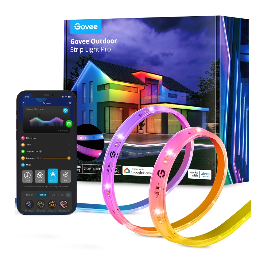 Govee - Tira LED exterior PRO SMART RGBICWW 10m Wi-Fi IP65