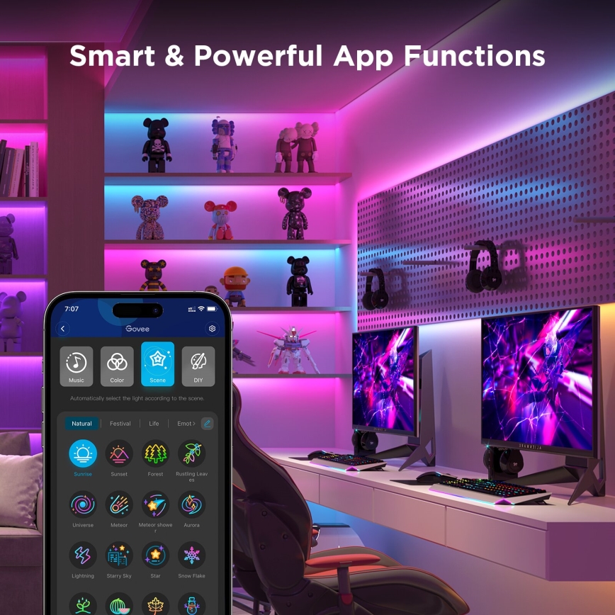 Govee - Tira LED SMART PRO RGBICW Wi-Fi 5m MATTER - extra duradera