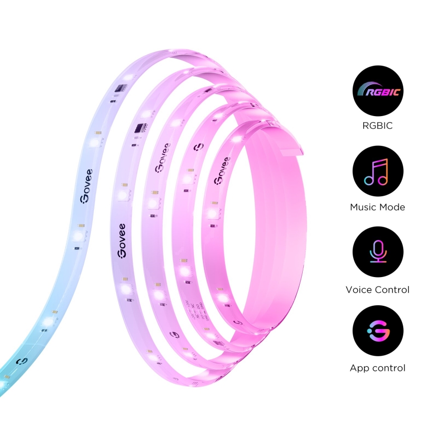 Govee - Tira LED SMART PRO RGBICW Wi-Fi 5m MATTER - extra duradera