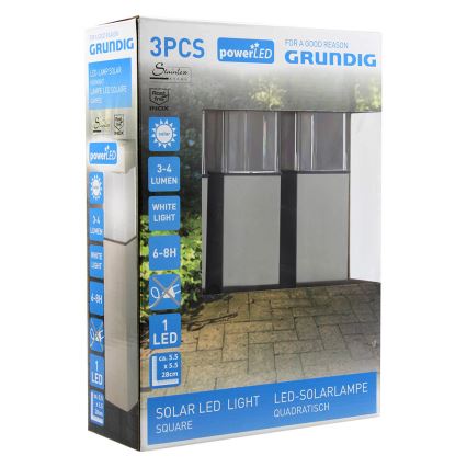 Grundig 90048 - SET 3x Lámpara solar 3xLED/5,5x28cm IP65