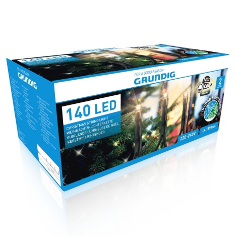 Grundig - Cadena LED de Navidad para exteriores 140xLED 18,9m IP44 blanco cálido