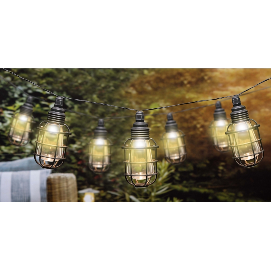 Grundig - Cadena solar LED 10xLED 3,8m IP44 blanco cálido