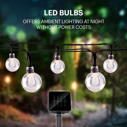 Grundig - Cadena solar LED 50xLED/8 funciones 6,9m blanco cálido