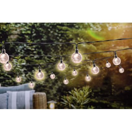 Grundig - Cadena solar LED regulable 50xLED/8 funciones 9,35m IP44 blanco cálido + CR