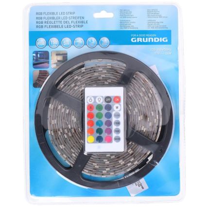 Grundig - Cinta LED RGB regulable 5m LED/24W/230V + CR