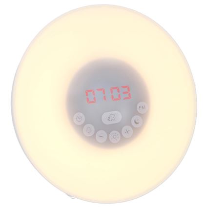 Grundig - Lámpara nocturna LED RGB regulable con despertador y radio FM LED/5W/5V