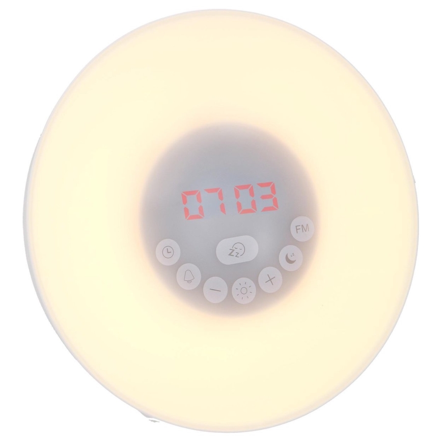 Grundig - Lámpara nocturna LED RGB regulable con despertador y radio FM LED/5W/5V