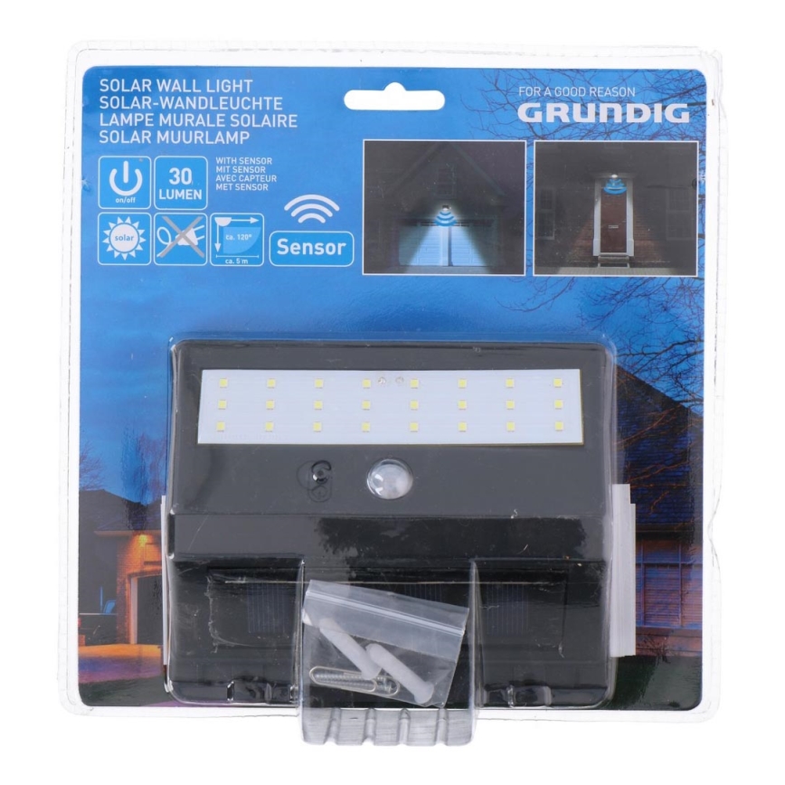 Grundig - Lámpara solar LED con sensor 1xLED/0,25W/1xAA 300 mAh