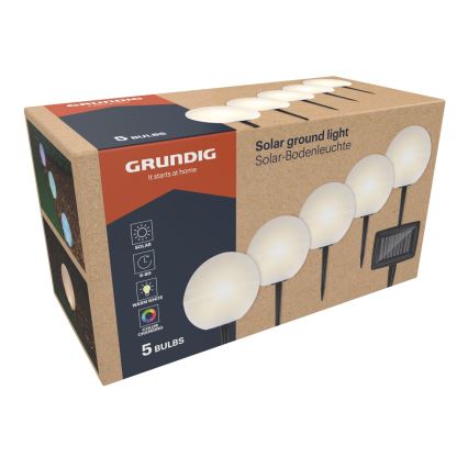 Grundig - SET 5x LED RGBW  Lámpara solar LED/3,2V IP44