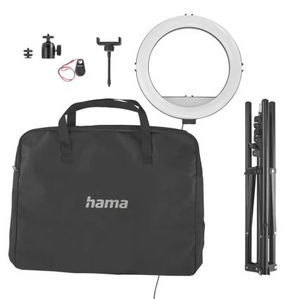 Hama - Luz LED redonda regulable con trípode LED/10W/5V 30 cm Ø + mando a distancia