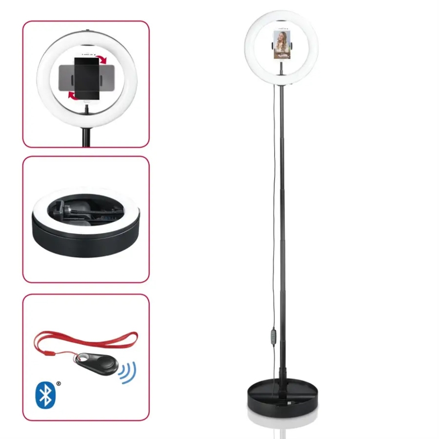 Hama - Luz LED redonda regulable con trípode LED/9,2W/5V 26,5 cm + mando a distancia