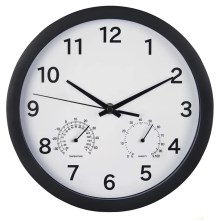 Hama - Reloj de pared con termómetro e higrómetro 1xAA negro/blanco