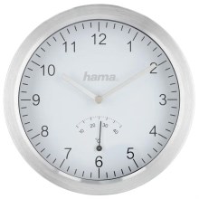 Hama - Reloj de pared para cuarto de baño con termómetro 1xAA IPX4 plateado