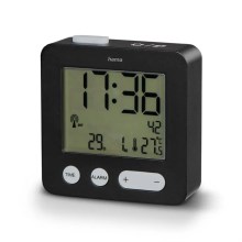 Hama - Reloj despertador con pantalla LCD y termómetro 2xAAA negro