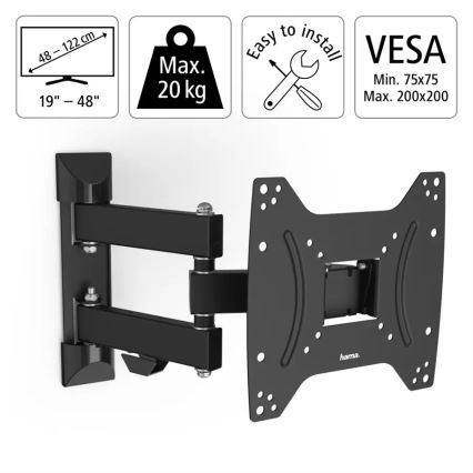 Hama - Soporte de pared para TV con articulación 19-48" negro