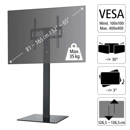 Hama - Soporte de suelo para TV giratorio 32-65" negro