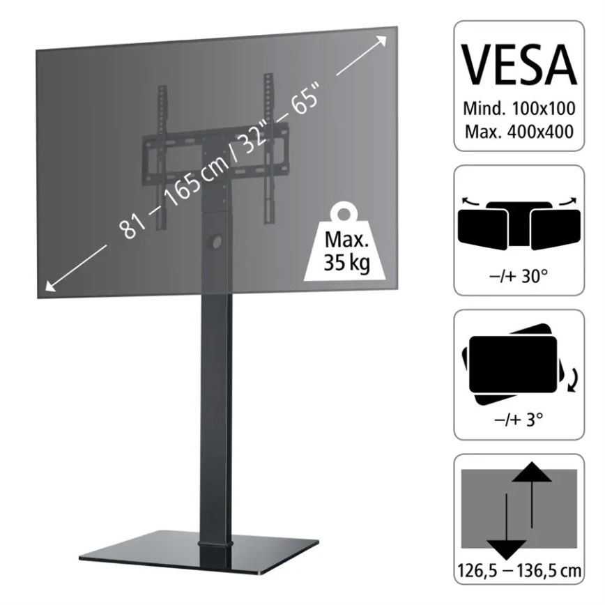 Hama - Soporte de suelo para TV giratorio 32-65" negro