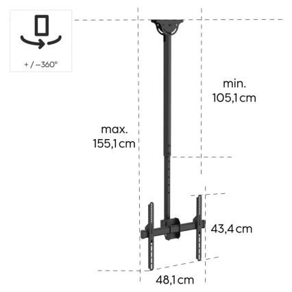 Hama - Soporte de techo para TV giratorio 32-65" negro