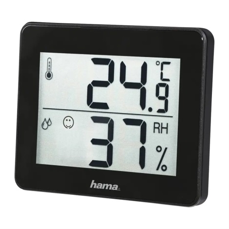 Hama - Termómetro de interior con higrómetro 1xCR2025 negro