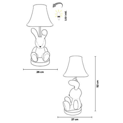 Happy Lamps - Lámpara de mesa LED infantil BENNY LED/5,4W/230V conejo