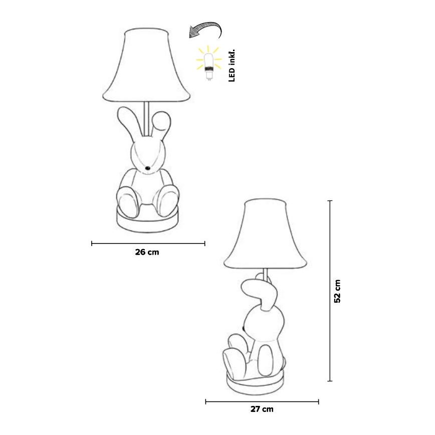 Happy Lamps - Lámpara de mesa LED infantil BENNY LED/5,4W/230V conejo