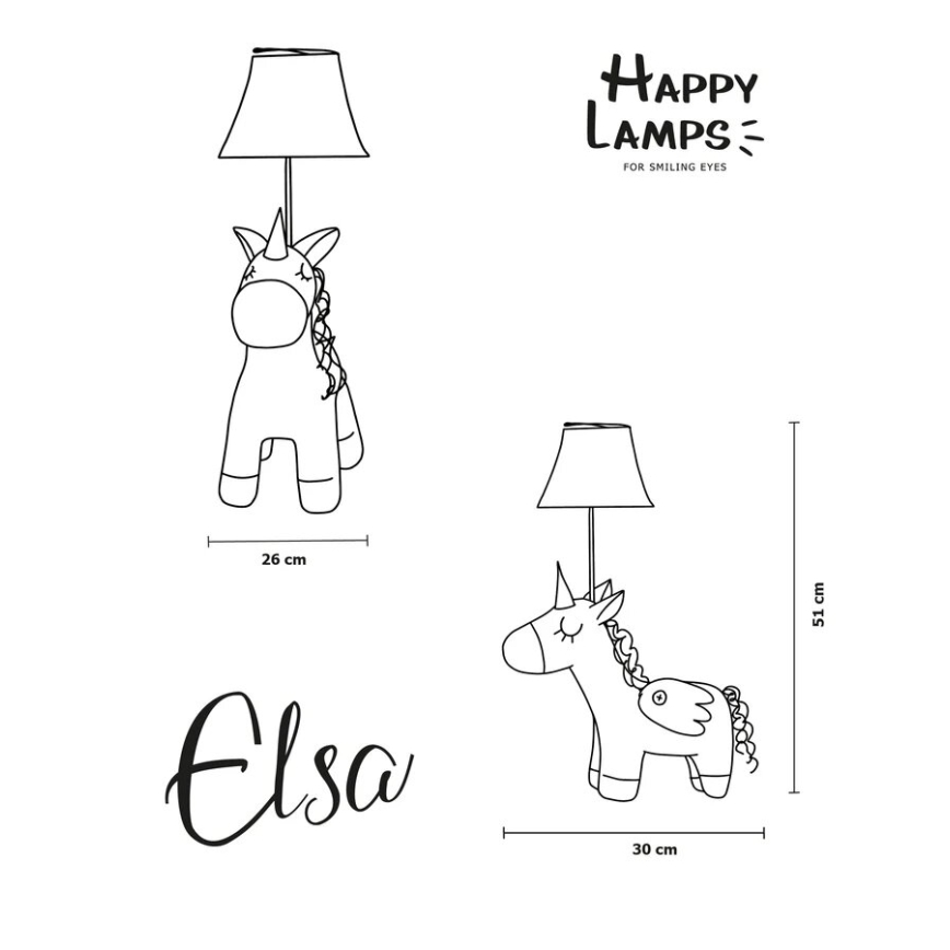 Happy Lamps - Lámpara de mesa LED infantil ELSA LED/5,4W/230V unicornio