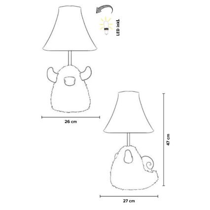 Happy Lamps - Lámpara de mesa LED infantil HUGO LED/5,4W/230V toro