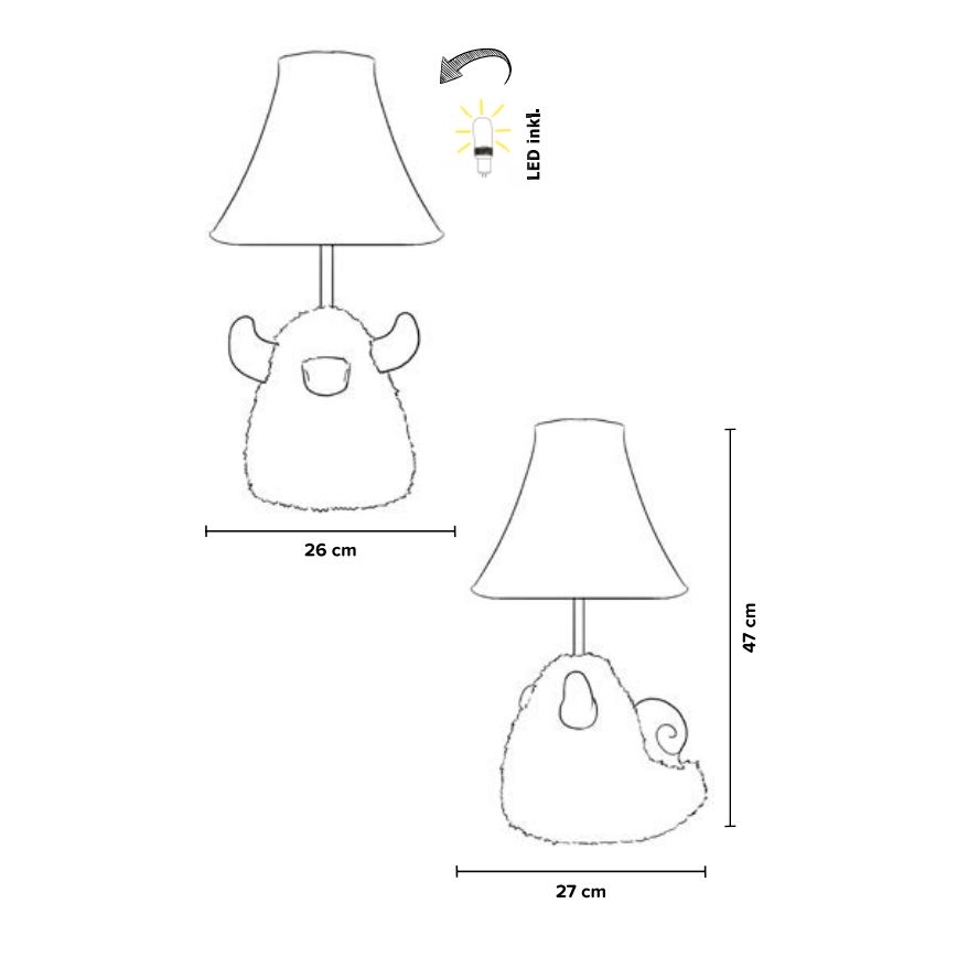Happy Lamps - Lámpara de mesa LED infantil HUGO LED/5,4W/230V toro