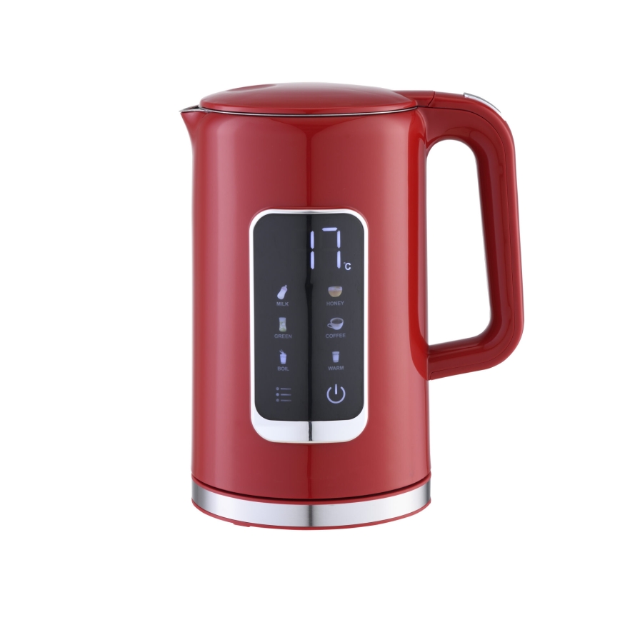 Hervidor con pantalla LCD 1,7 l 2200W/230V rojo + taza de viaje 450 ml