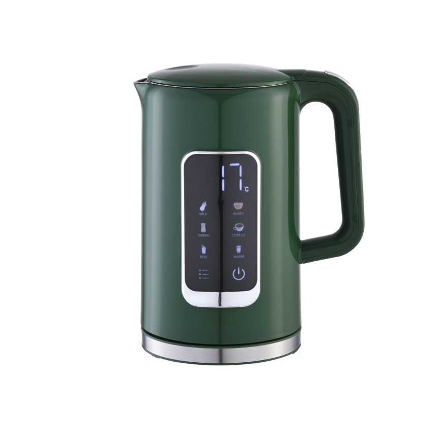 Hervidor con pantalla LCD 1,7 l 2200W/230V Verde + taza de viaje 450 ml