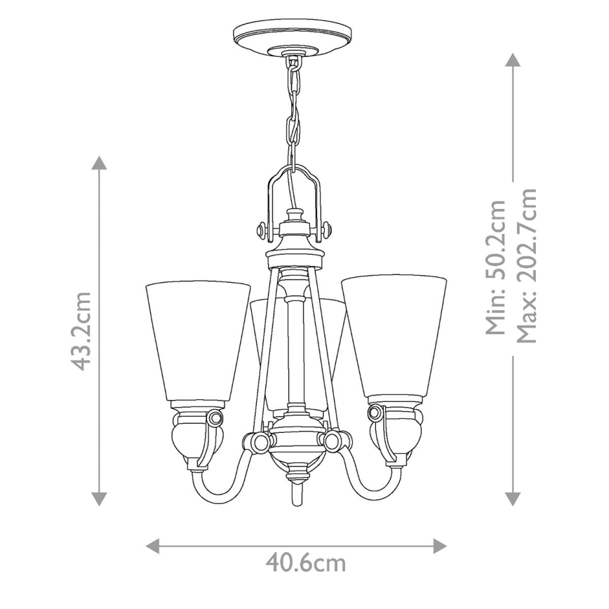 Hinkley - Lámpara colgante con cadena MAYFLOWER 3xE27/60W/230V