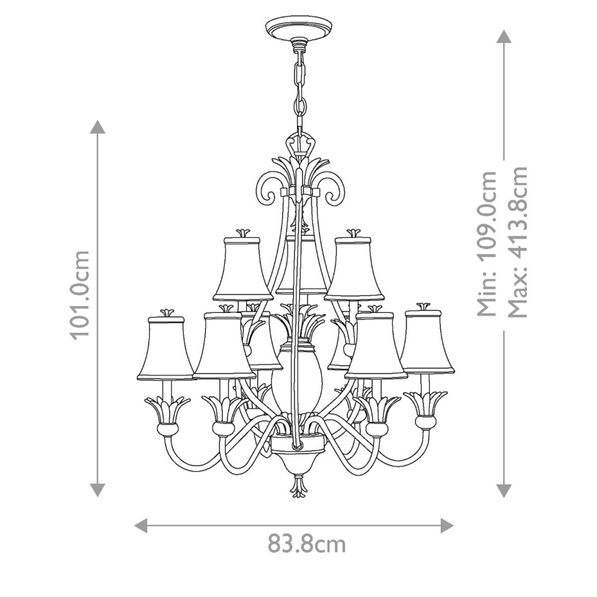 Hinkley - Lámpara colgante con cadena PLANTATION 10xE14/40W/230V bronce