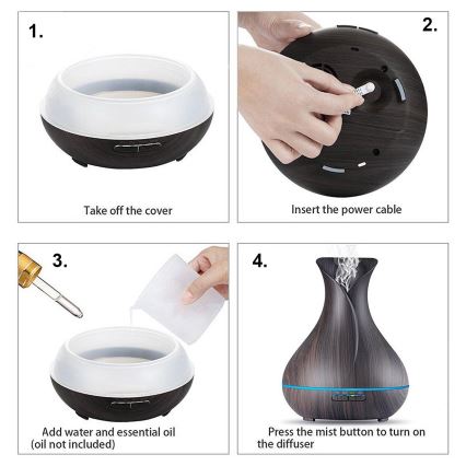 Humidificador e ionizador de aire LED RGB 400 ml