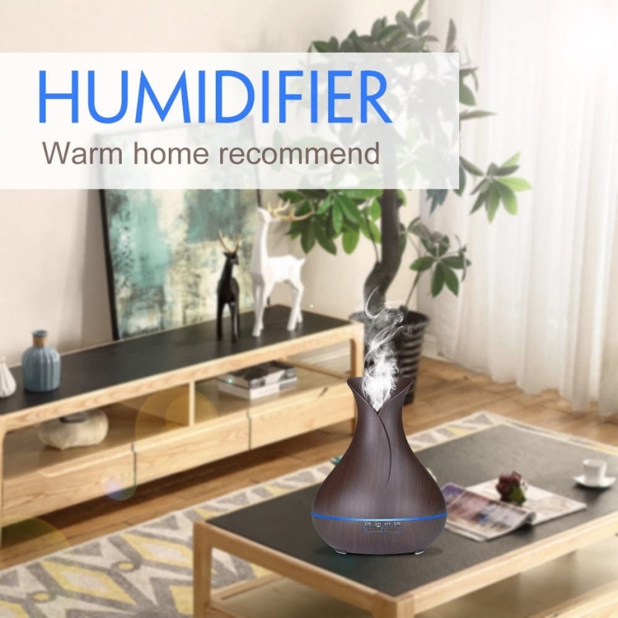 Humidificador e ionizador de aire LED RGB 400 ml