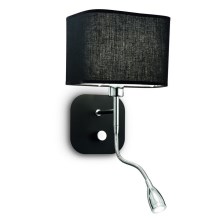 Ideal Lux - Aplique 1xE14/40W/230V + LED/1W/230V negro