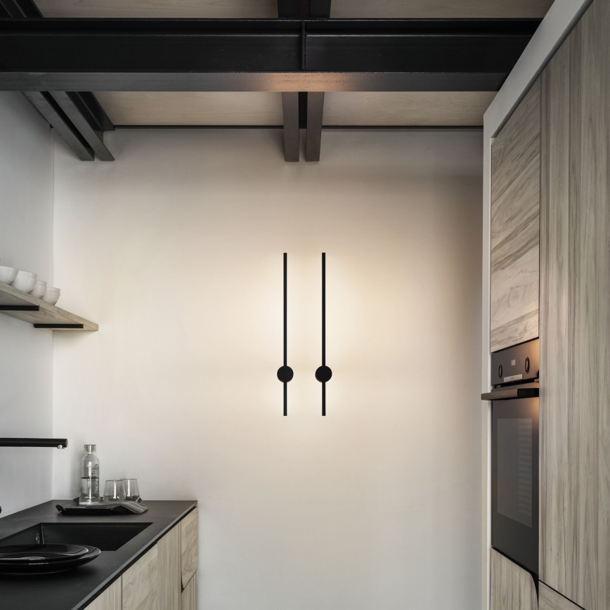 Ideal Lux - Aplique LED ESSENCE LED/12W/230V 3000K 70 cm CRI 90 negro