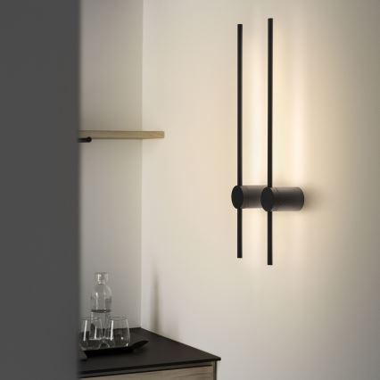 Ideal Lux - Aplique LED ESSENCE LED/12W/230V 3000K 70 cm CRI 90 negro