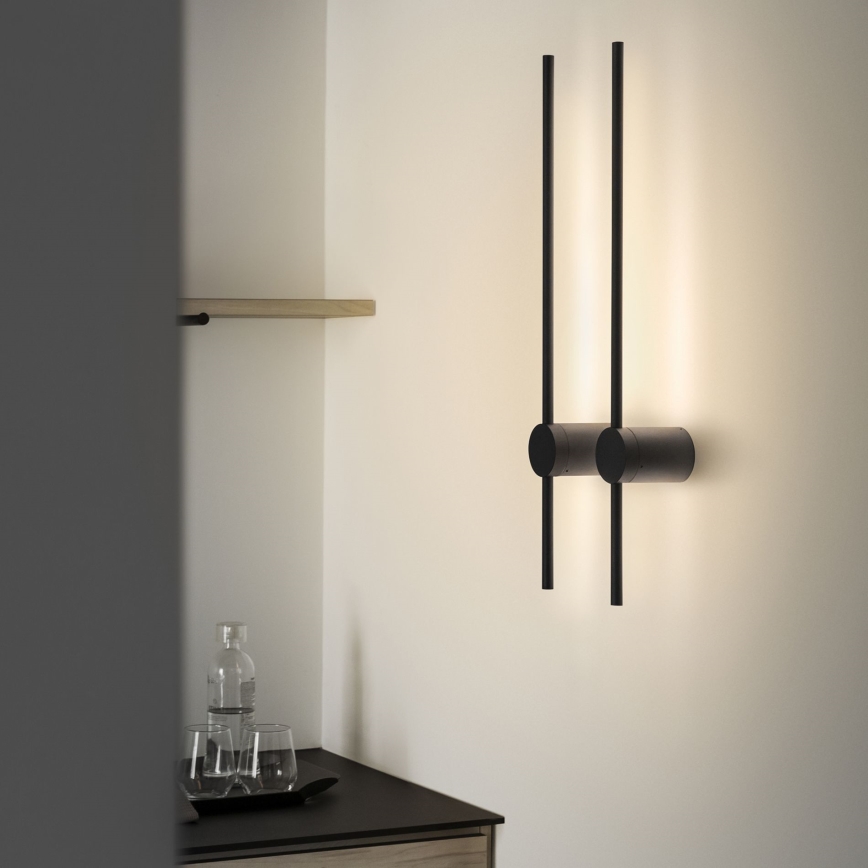 Ideal Lux - Aplique LED ESSENCE LED/12W/230V 3000K 70 cm CRI 90 negro